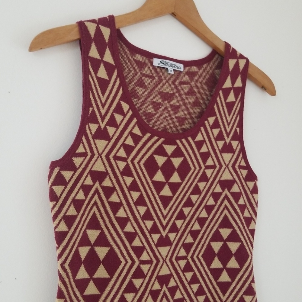 Stilletto's bodycon knit Aztec Diamond print dress